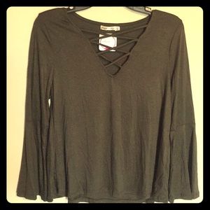 NWT Heart & Hips V Neck Long Sleeve Shirt.